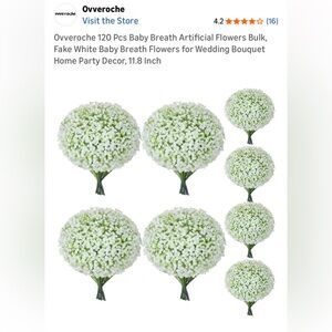 Faux Baby's Breath 120 Pcs Wedding Bouquet Centerpieces 11.8" White Bulk Floral